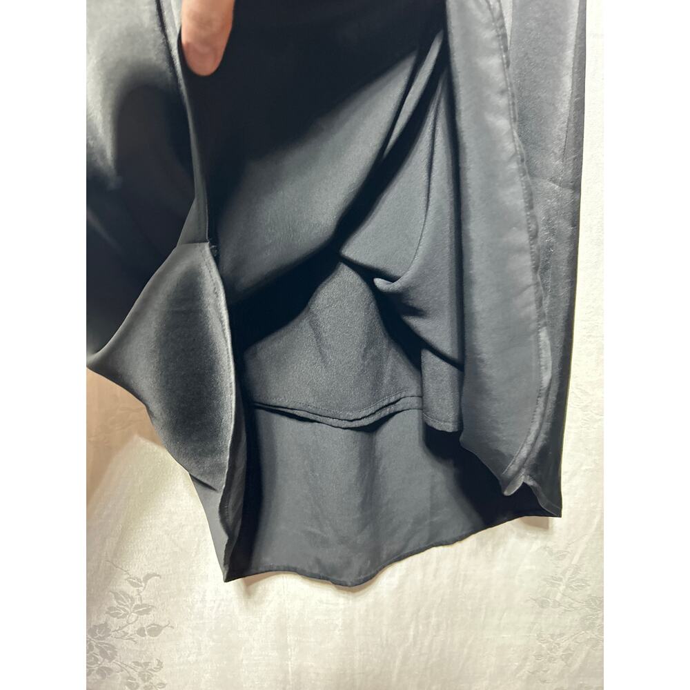 Madewell Satin Dress 0 Black Sheath Sleeveless Knee Length LBD Slip - Picture 6 of 12